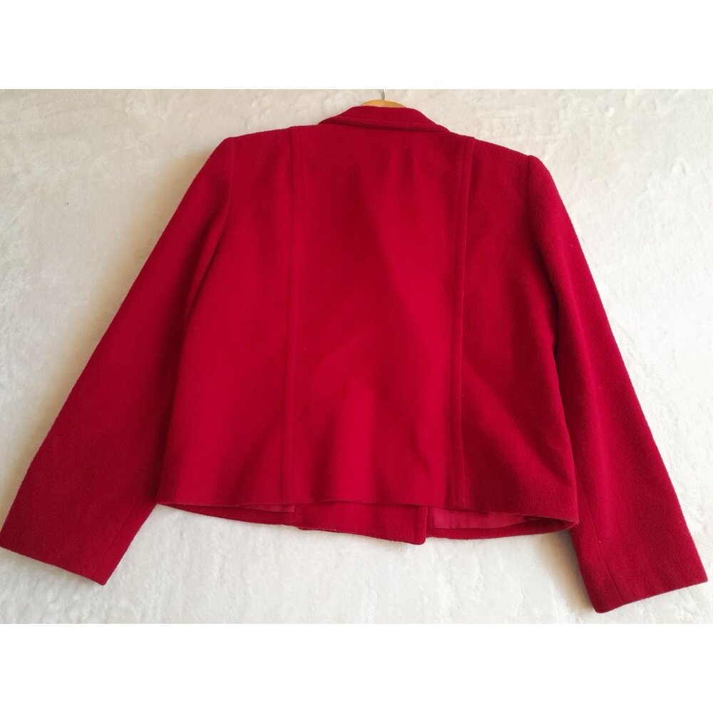 Vtg Pendleton Size 8 Double Breasted Preppy Holiday 100% Virgin Wool Coat Red - Picture 3 of 8